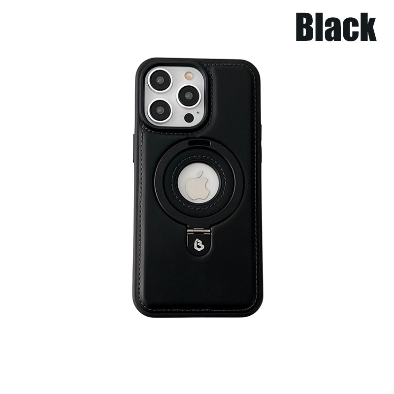 Full-Coverage Shockproof Leather Magnetic Stand iPhone Case