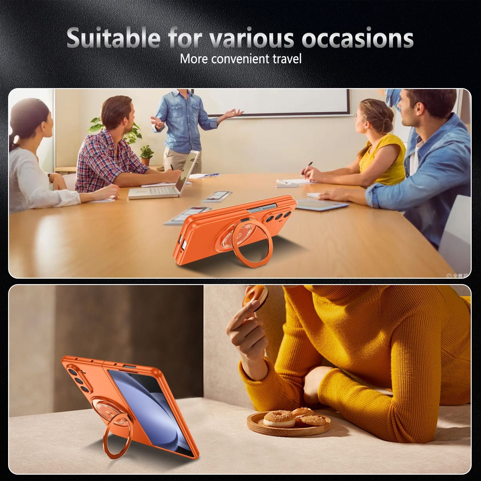 360-Degree Rotating Stand Suitable for Magnetic Wireless Charging of Samsung ZFOLD5 Folding Phone Case