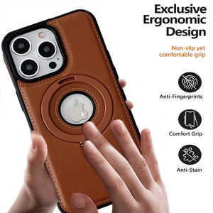 Full-Coverage Shockproof Leather Magnetic Stand iPhone Case