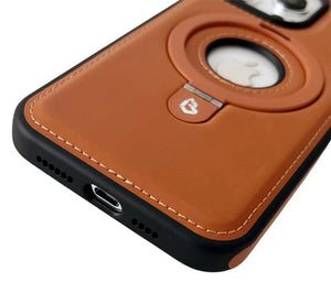 Full-Coverage Shockproof Leather Magnetic Stand iPhone Case