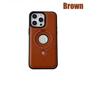 Full-Coverage Shockproof Leather Magnetic Stand iPhone Case