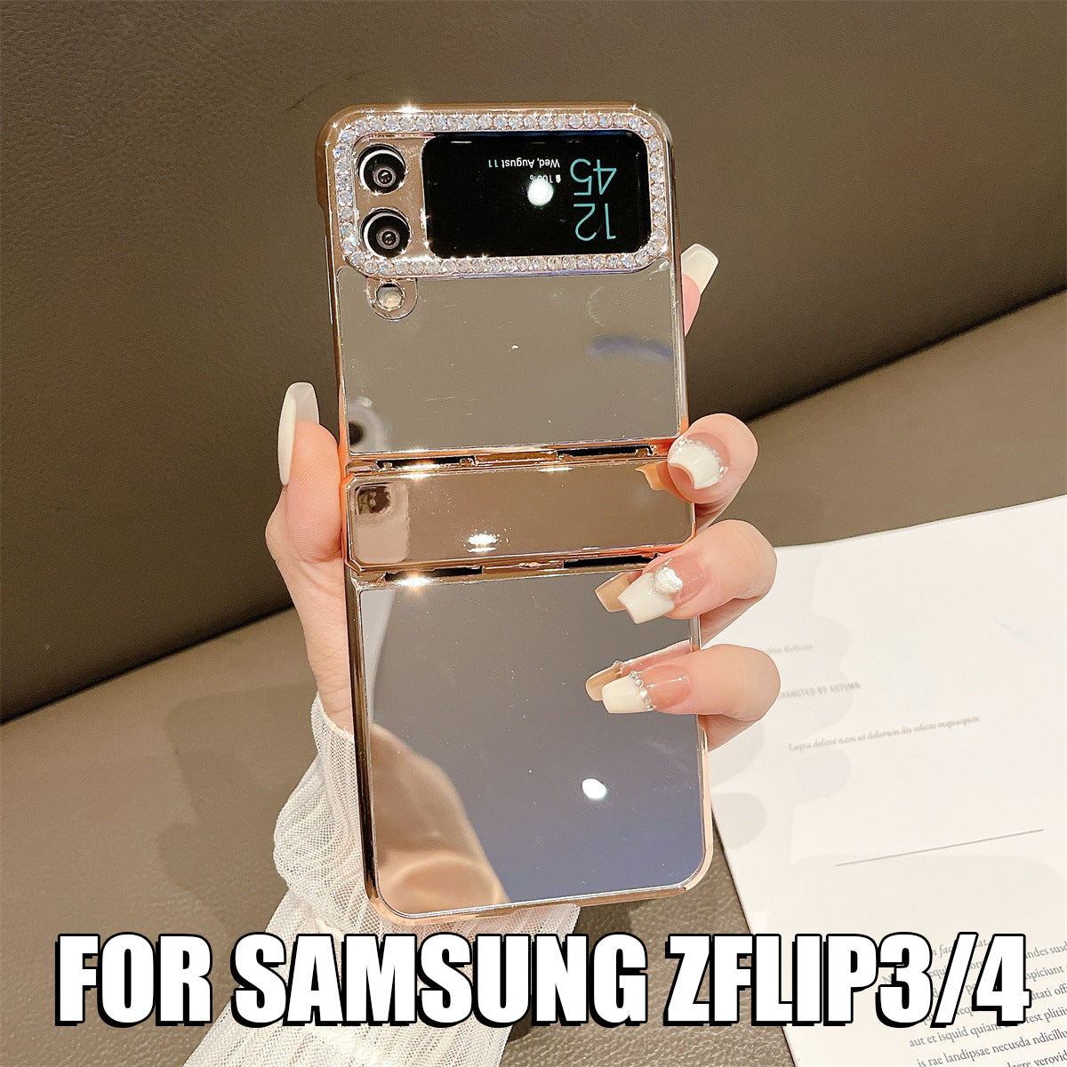 For Samsung ZFlip3/4 Folding Screen Electroplated Light Luxury Protective Case