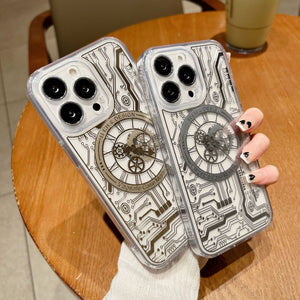 Suitable For iPhone 14 Series Transparent Mechanical Magnetic Phone Case