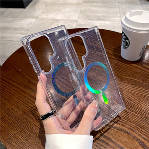 For Samsung S23 Series Transparent Shimmering Phone Case