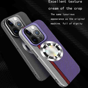 Lens cover holder for iPhone 14/15, carbon fiber magnetic protective case