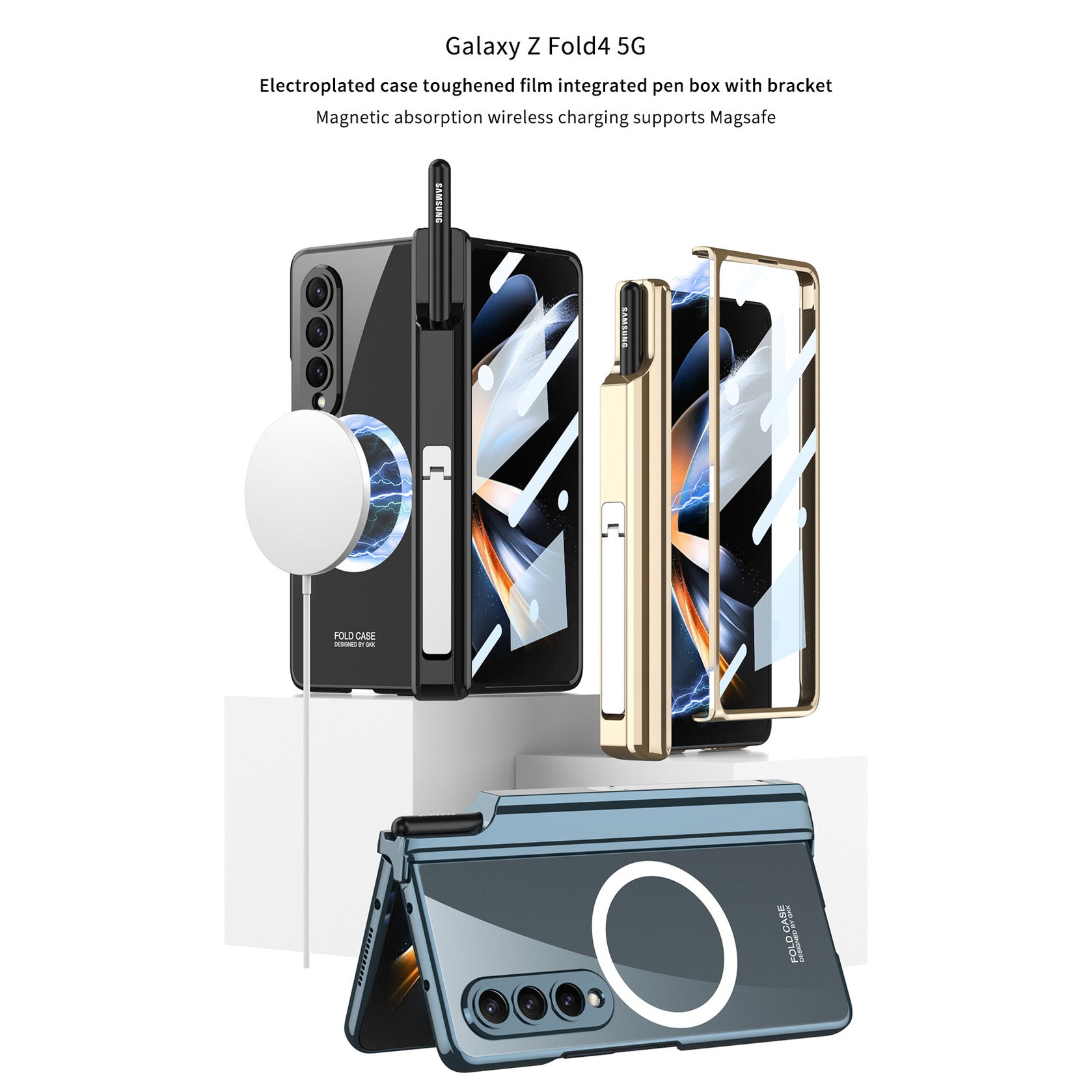 For Samsung Galaxy ZFold4 Wireless Magnetic Phantom Pen Holder Phone Case