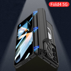 Applicable To Samsung Z Fold3/Fold4 Slide Rail Lens Cover Push Window 2-In-1 Ring Holder Folding Phone Case