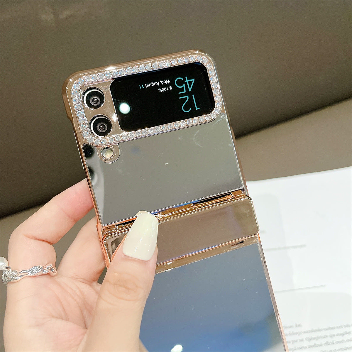 For Samsung ZFlip3/4 Folding Screen Electroplated Light Luxury Protective Case