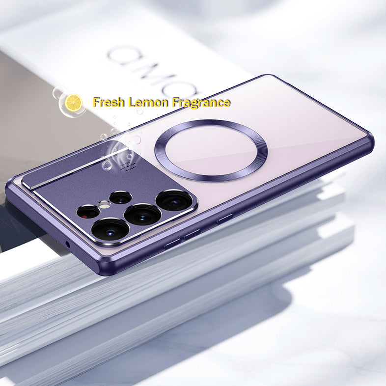 For Samsung S24 Ultra Magnetic Suction Folding Bracket Aromatherapy Phone Case