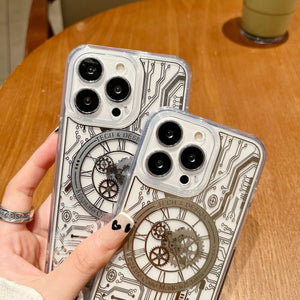 Suitable For iPhone 14 Series Transparent Mechanical Magnetic Phone Case