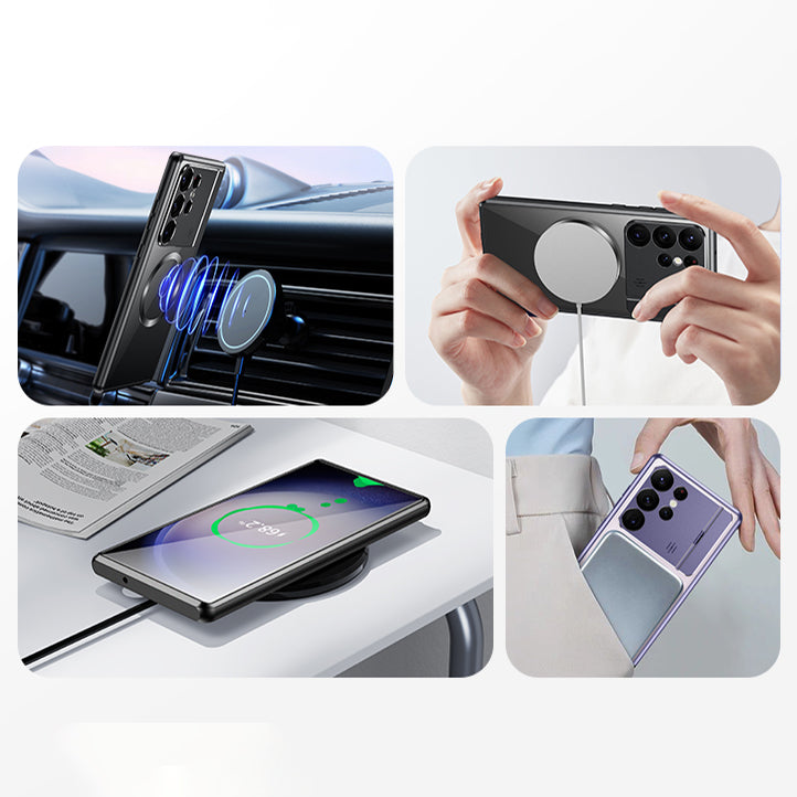 For Samsung S24 Ultra Magnetic Suction Folding Bracket Aromatherapy Phone Case