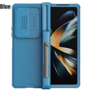 Suitable For Samsung Z Fold 4 Lens Slide Cover Anti Peep Phone Case With Pen Holder