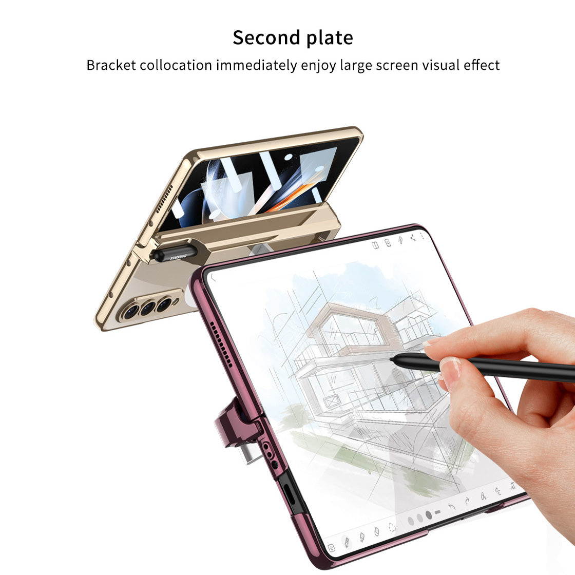 For Samsung Galaxy ZFold4 Wireless Magnetic Phantom Pen Holder Phone Case