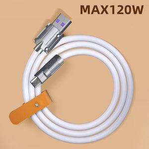 Metal shell liquid soft rubber data cable PD120W fast charging line