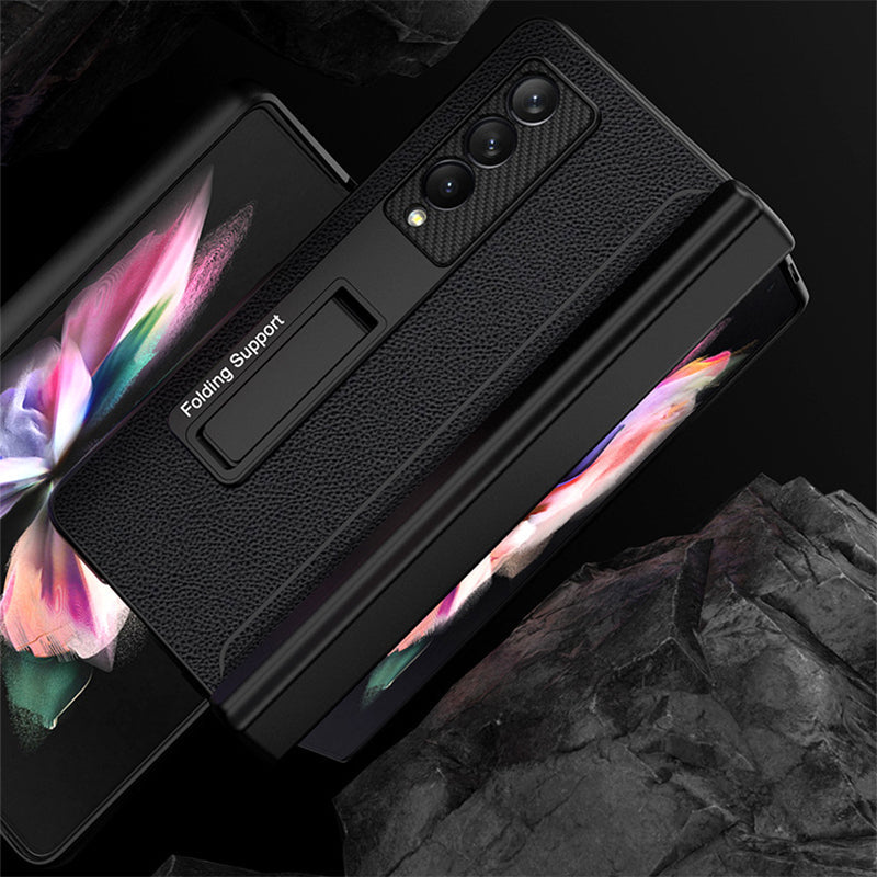 For Samsung Z Fold3 Magnetic Hinge Stand Full Shell Film, Pen Case Phone Case