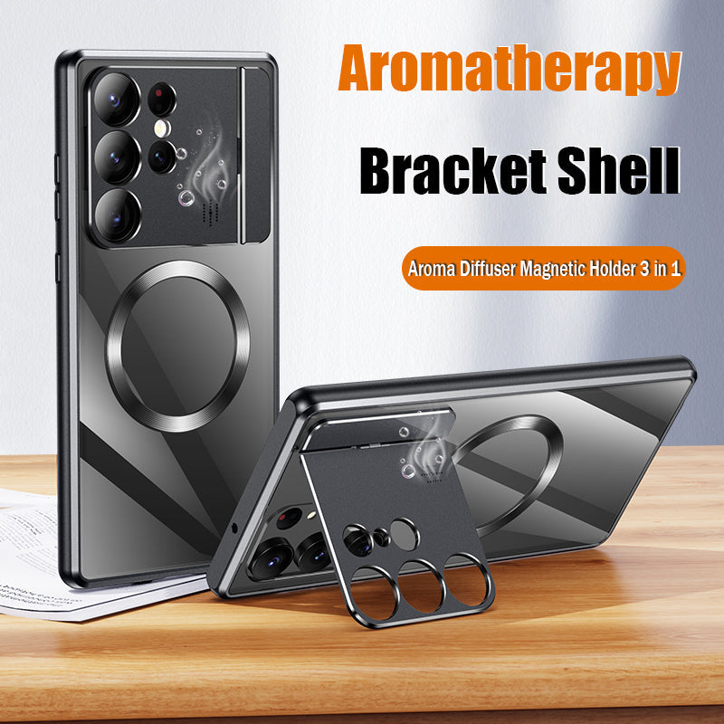 For Samsung S24 Ultra Magnetic Suction Folding Bracket Aromatherapy Phone Case