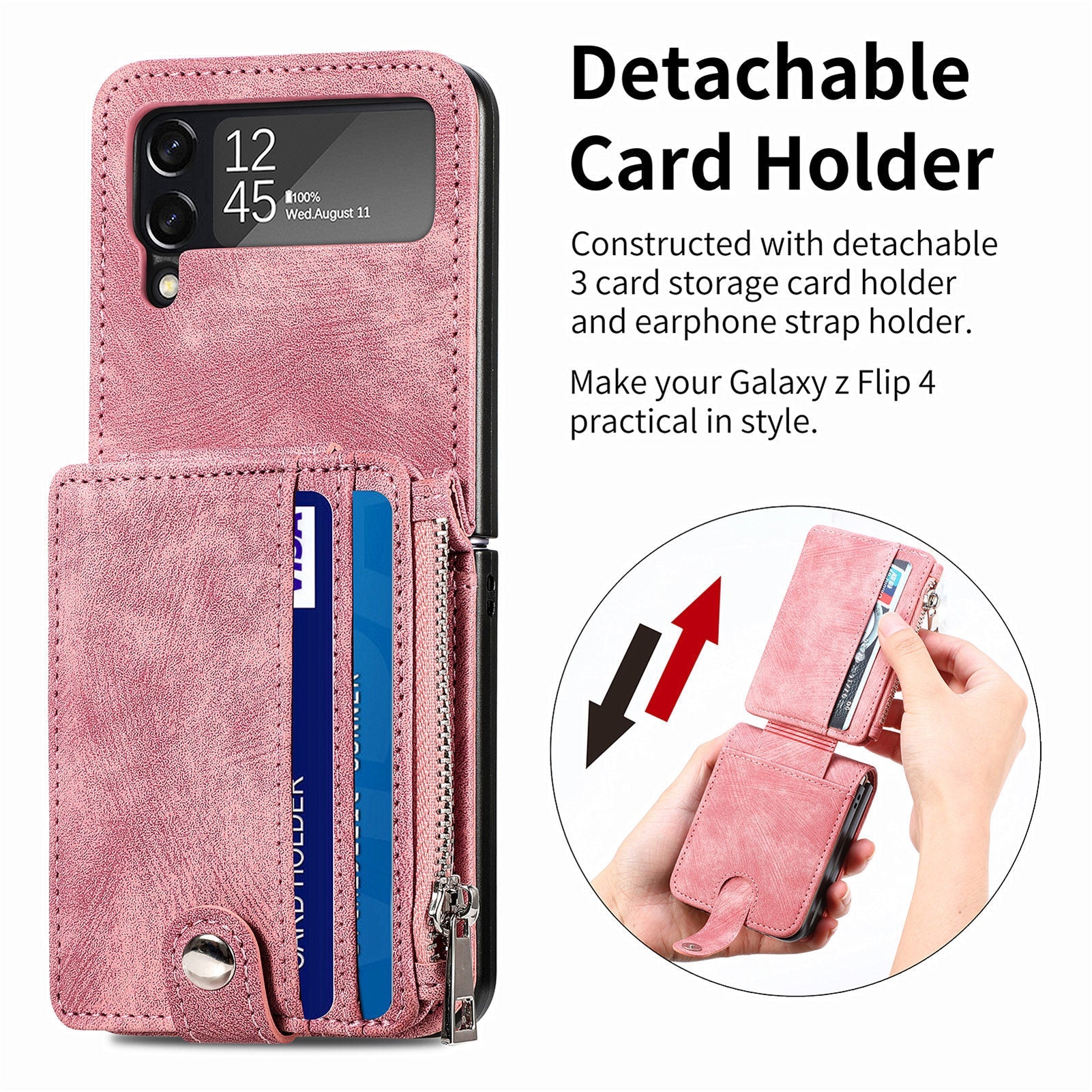 Suitable For Samsung z flip4 Wallet Phone Case With Card Holder