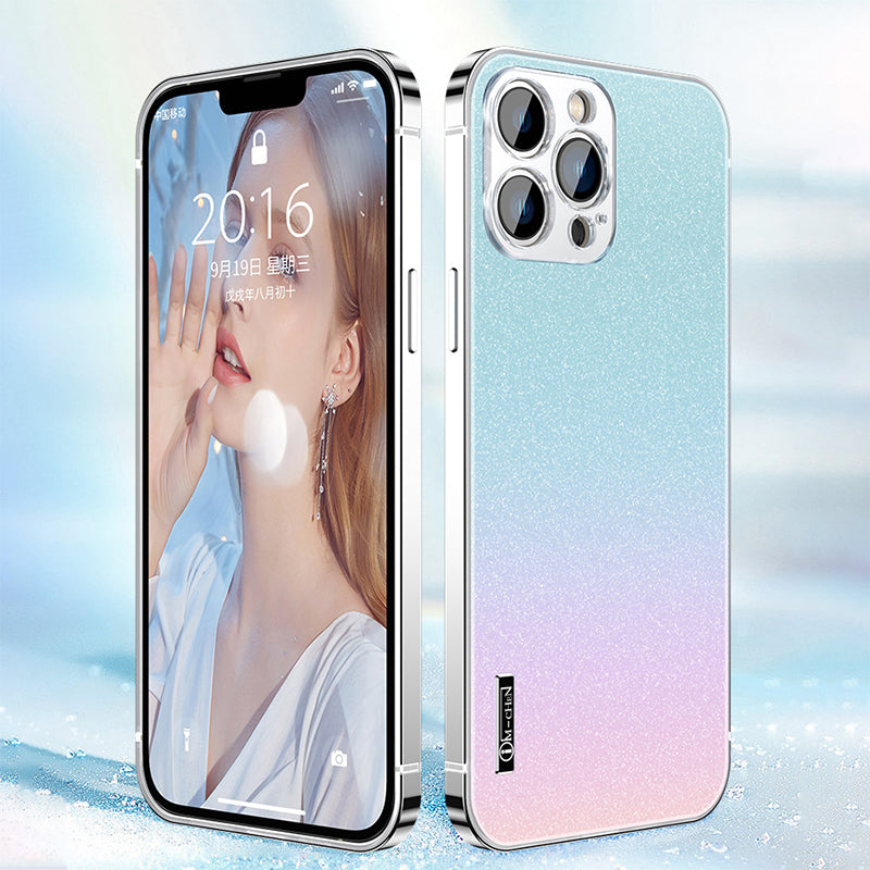 Suitable For iPhone13 Crystal Sand Craft Stainless Steel Mobile Phone Case