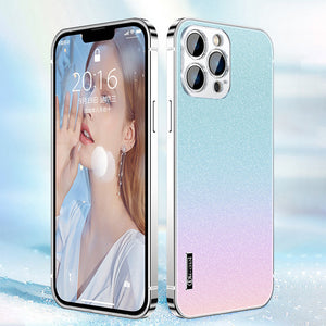 Suitable For iPhone13 Crystal Sand Craft Stainless Steel Mobile Phone Case