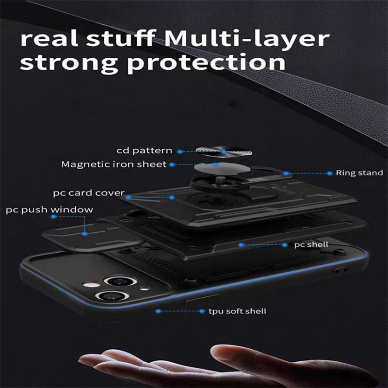 Suitable For iPhone13 Card Push Window Sergeant-Level Anti-Fall Mobile Phone Case