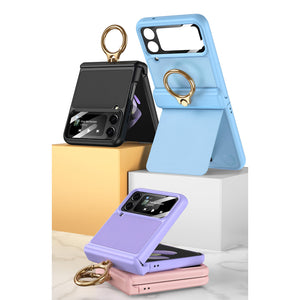 Suitable for Samsung ZFlip4 plain leather stand phone case