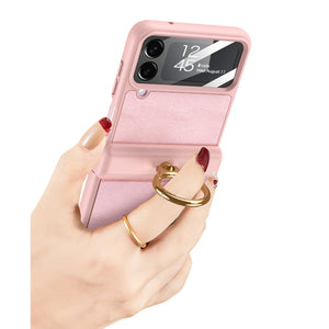 Suitable for Samsung ZFlip4 plain leather stand phone case