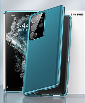 Leather + Glass Dual Sided Magnetic Case for Samsung S23/S24 Ultra