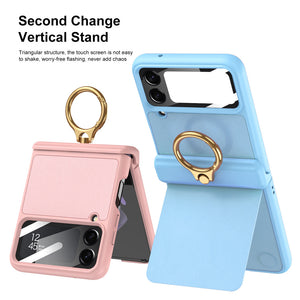 Suitable for Samsung ZFlip4 plain leather stand phone case