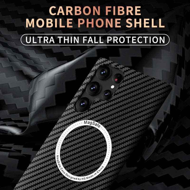 Suitable for Samsung S23 Ultra Carbon Fiber Magnetic Phone Case