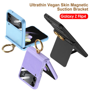 Suitable for Samsung ZFlip4 plain leather stand phone case