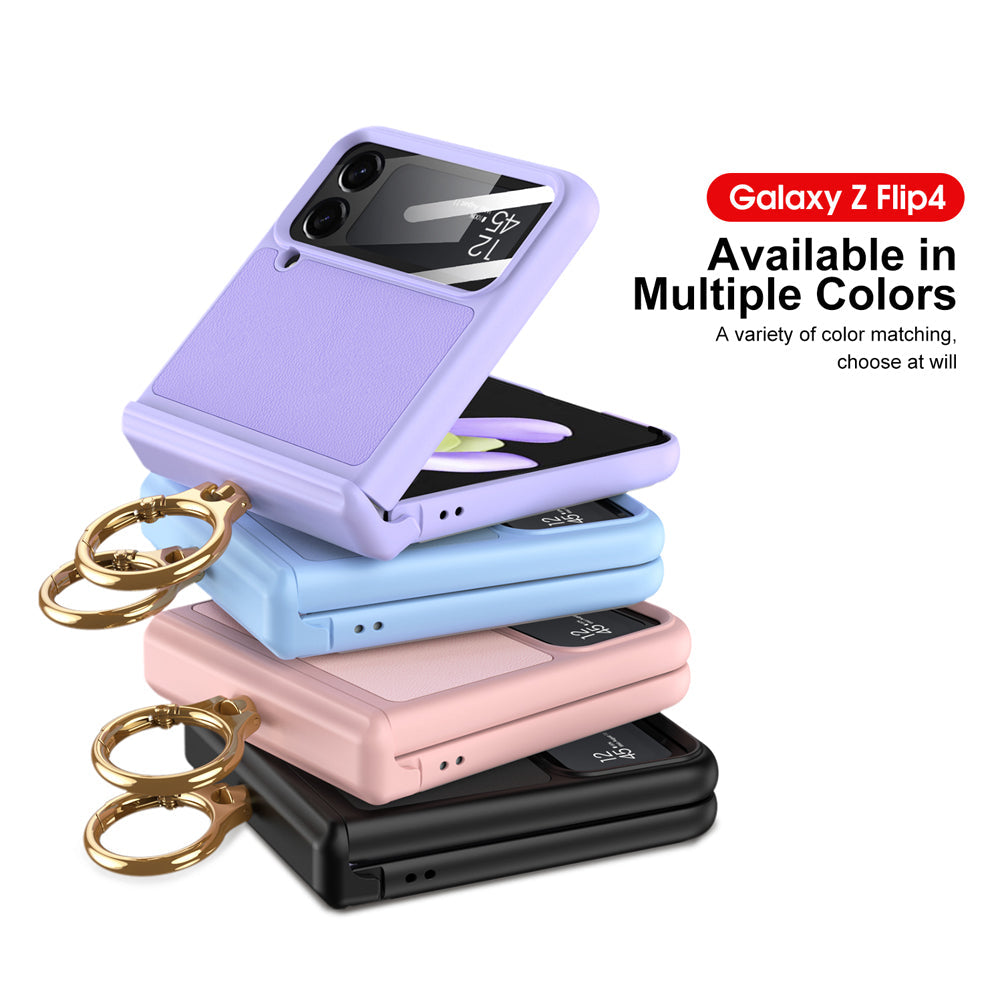 Suitable for Samsung ZFlip4 plain leather stand phone case