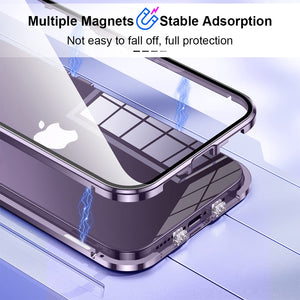 Magnetic Tempered Glass Double-Sided Phone Case For iPhone