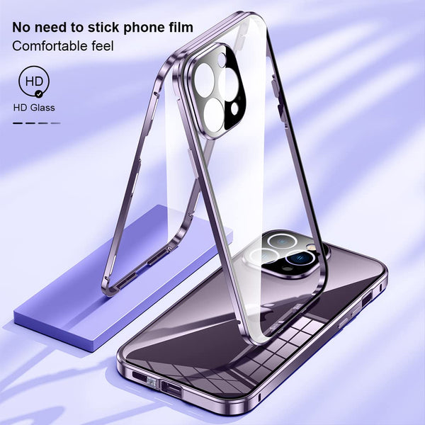 Magnetic Tempered Glass Double Sided Phone Case For iPhone