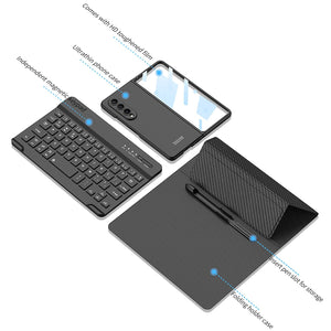 Suitable For Samsung Z Fold3/Z Fold4 Bluetooth Keyboard Plain Leather Case