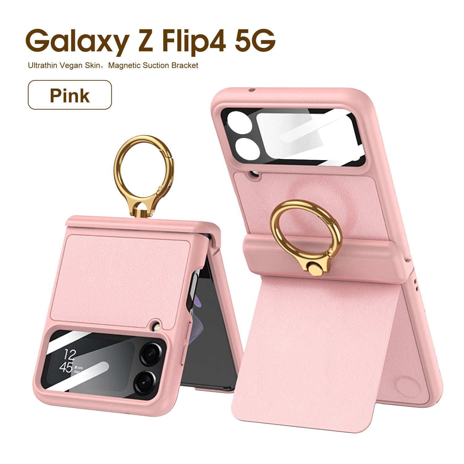 Suitable for Samsung ZFlip4 plain leather stand phone case