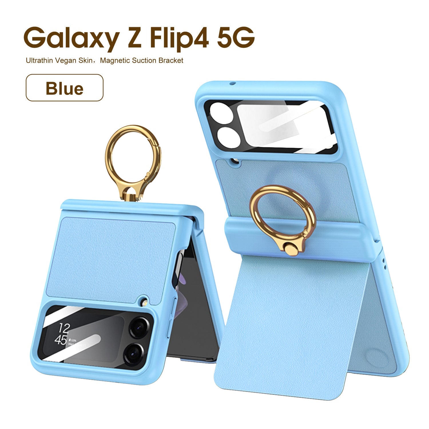 Suitable for Samsung ZFlip4 plain leather stand phone case