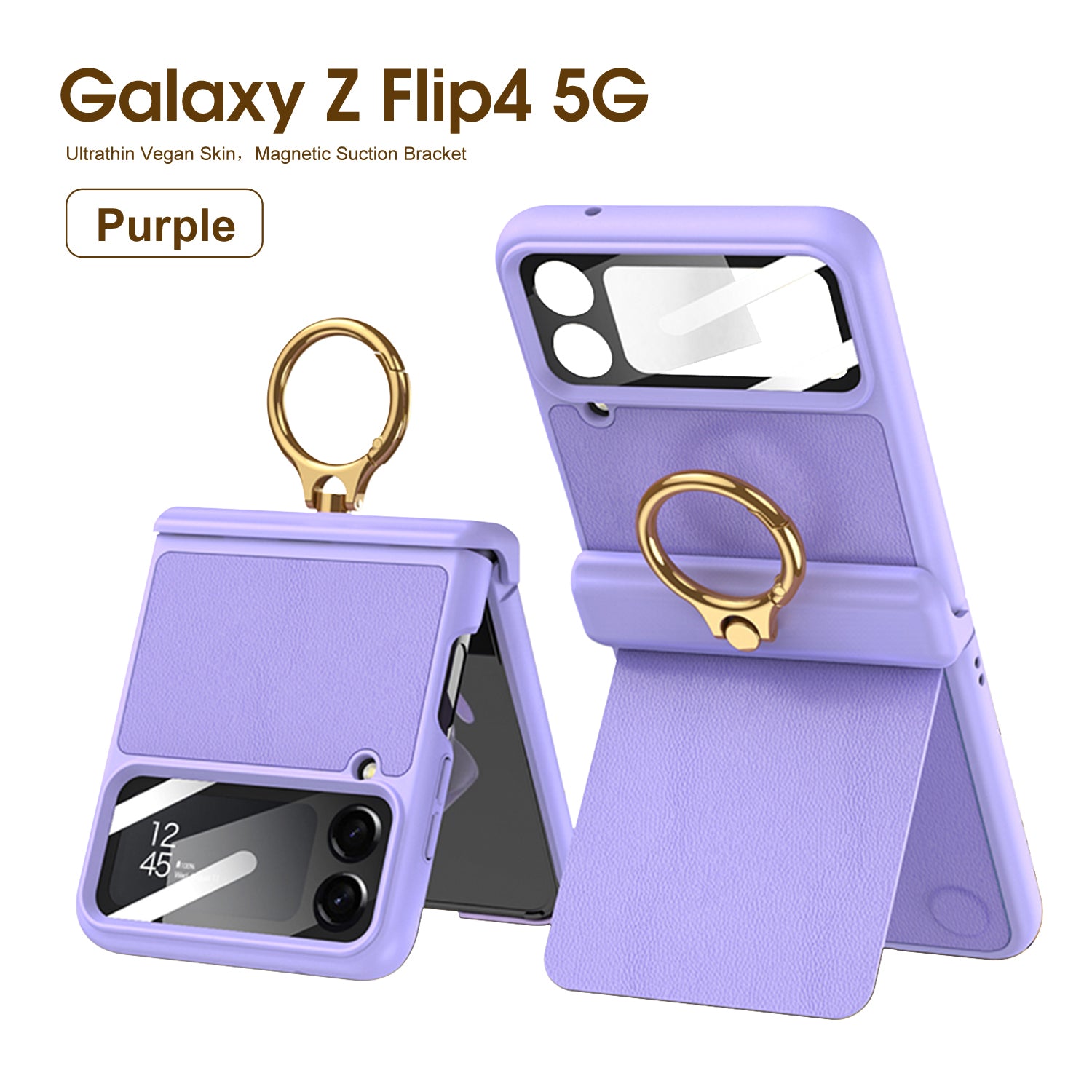 Suitable for Samsung ZFlip4 plain leather stand phone case