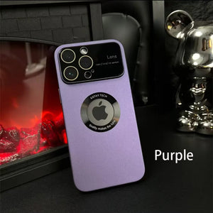 Suitable For iPhone 13/14/15 Series Large Window Protection Mirror Integrated Dustproof Electroplating Frosted Magnetic Suction Phone Case