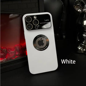 Suitable For iPhone 13/14/15 Series Large Window Protection Mirror Integrated Dustproof Electroplating Frosted Magnetic Suction Phone Case